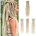 Sangtok 24in Single Ended 3 in 1 Dreadlock Extensions, 30pcs Blonde Mixed Dreads Extensions Set SE Dreads with Curly Dreadlocks for White Women