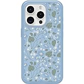 OtterBox iPhone 15 Pro (Only) Symmetry Series Clear Case - Dawn Floral (Blue), Snaps to MagSafe, Ultra-Sleek, Raised Edges Protect Camera & Screen
