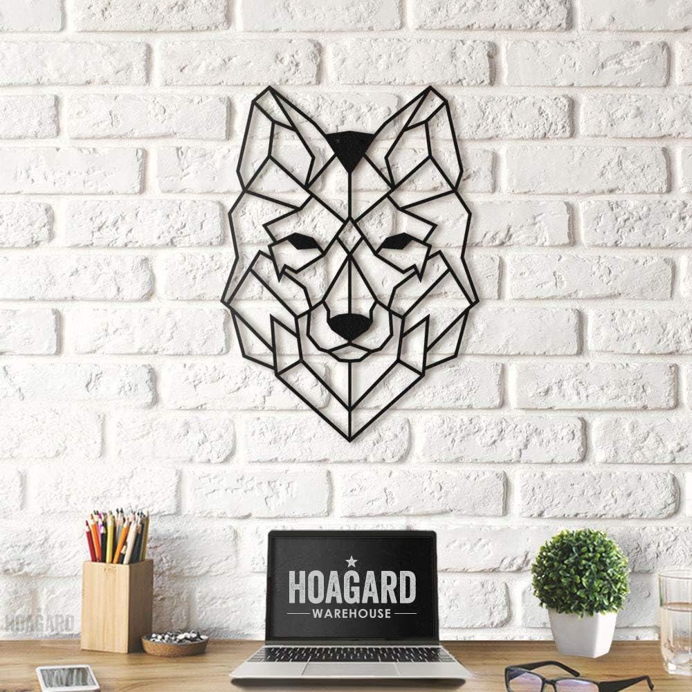 Hoagard Wolf XXL Metal Wall Art 98cm x 135cm | Geometric Metal Wall Art & Wall Decoration