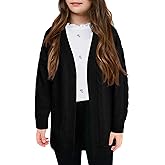 Yesfashion Girls Open Front Cardigan Sweater Long Sleeve Knit Solid Soft School Uniform Sweater Outwear Coat 5-14Y