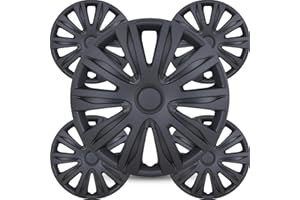 Winjet 15" Universal Wheel Rim Cover Hubcaps Replacement Snap On Car Truck SUV Hub Cap - for Toyota Nissan Honda Hyundai Chevy Ford Subaru Mitsubishi Volkswagen and Other Models (Matte Black)