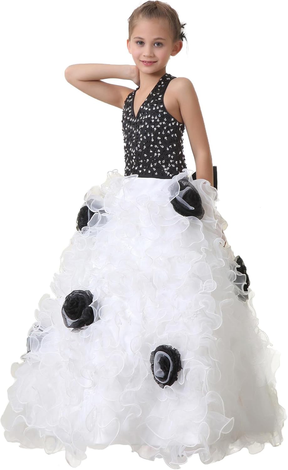 Xue Girls' Pageant Dress Halter FlowerLayered Floor Length Beading Dress 2016 US 10