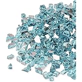 GASPRO 10 lbs Fire Glass for Propane Fire Pit, 1/2-Inch Reflective Fireplace Glass Rocks for Fire Pit Table, Caribbean Blue