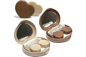 Howinn Contact Lens Case, Travel Size Cute Colored Contact Lenses Applicator Removal Tool Kit with Mirror Solution Bottle for Daily Outdoor Heart (2 Pack)