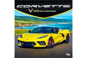 Corvette OFFICIAL | 2026 12 x 24 Inch (Hanging) Monthly Square Wall Calendar | Plastic-Free | BrownTrout | Chevrolet Motor Muscle Car