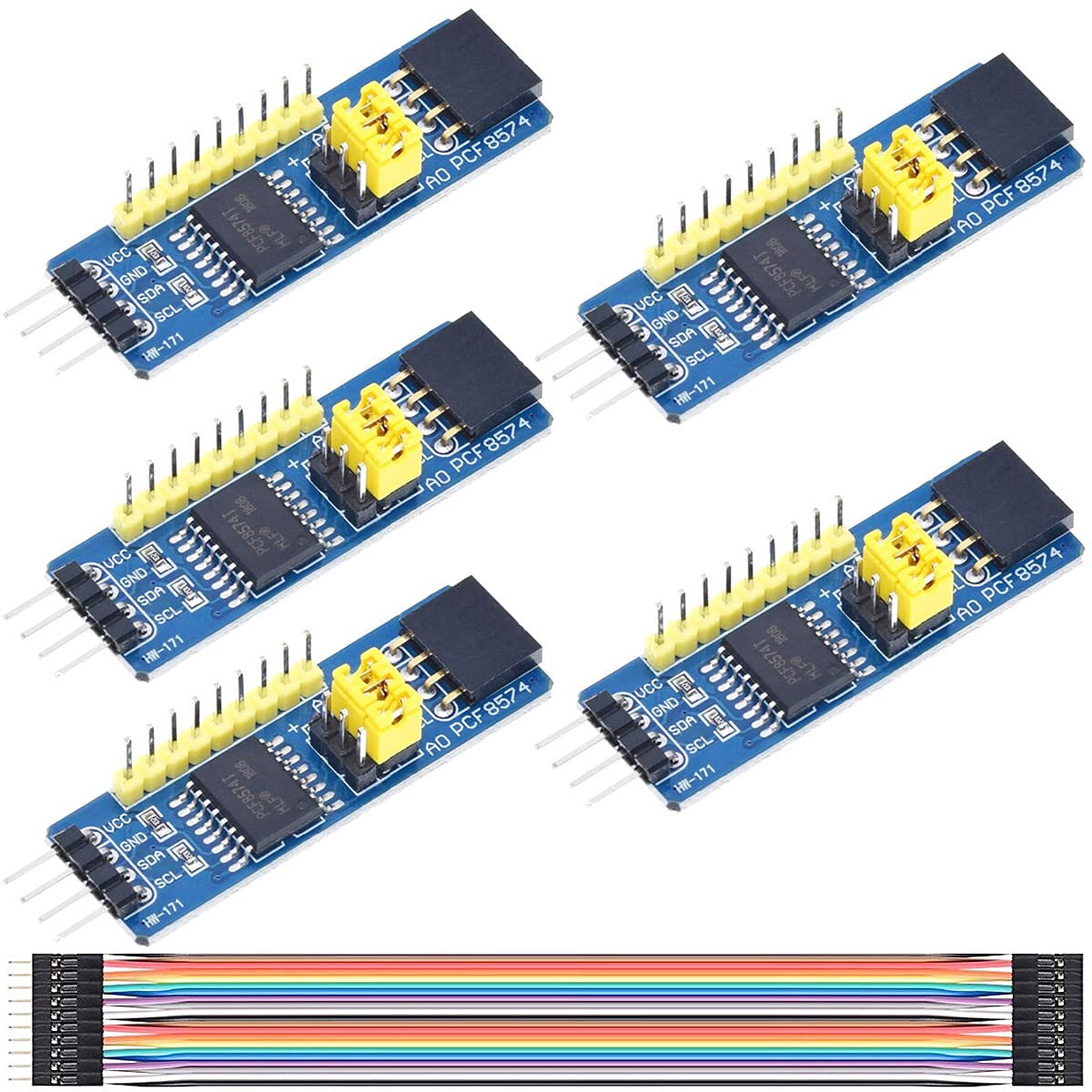 Youmile 5 pcs PCF8574 IO Expansion Board PCF8574 I/O Expander I2C Evaluation Develop Module with DuPont Cable for Arduino & Raspberry Pi