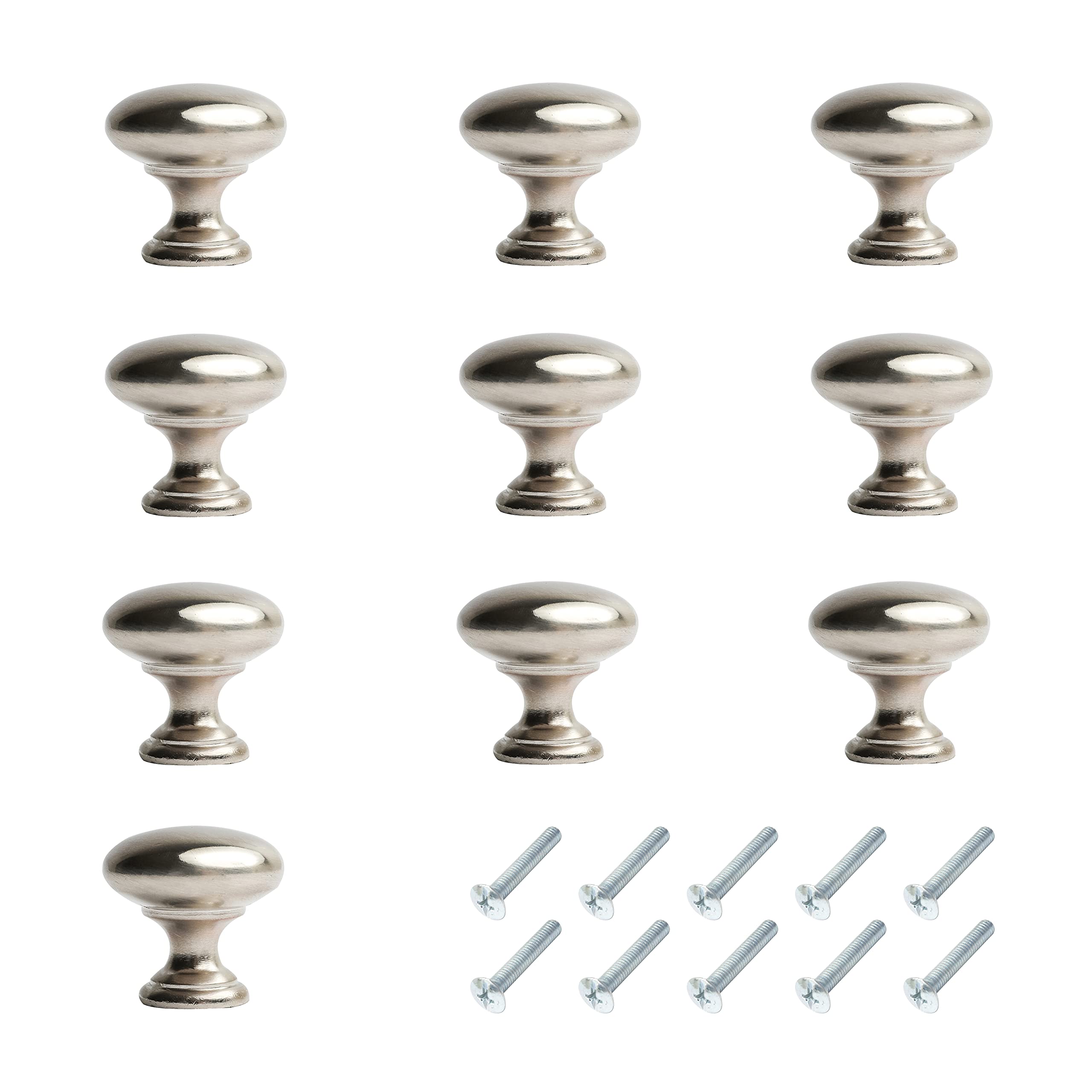 HARMAC HOUSE Round Cabinet Knobs 10 Pack Brushed Nickel Pull Handles, 1.18 Inch/30mm Diameter,Kitchen Cupboard, Bedroom Dresser, Bathroom Wardrobe Door Handle Mushroom Handles Knobs