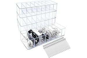 Cheardia 4 Pack Cable Storage Organizer, 10 In Plastic Cord Storage Box with 30 Wire Ties, Clear Charger Organizer with Lid f