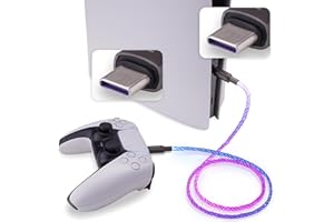 PlayVital 3.28FT Illuminated Charging Cable for ps5 for ps5 Edge Controller, Type C to C Charging Cord for PS Portal, Univers