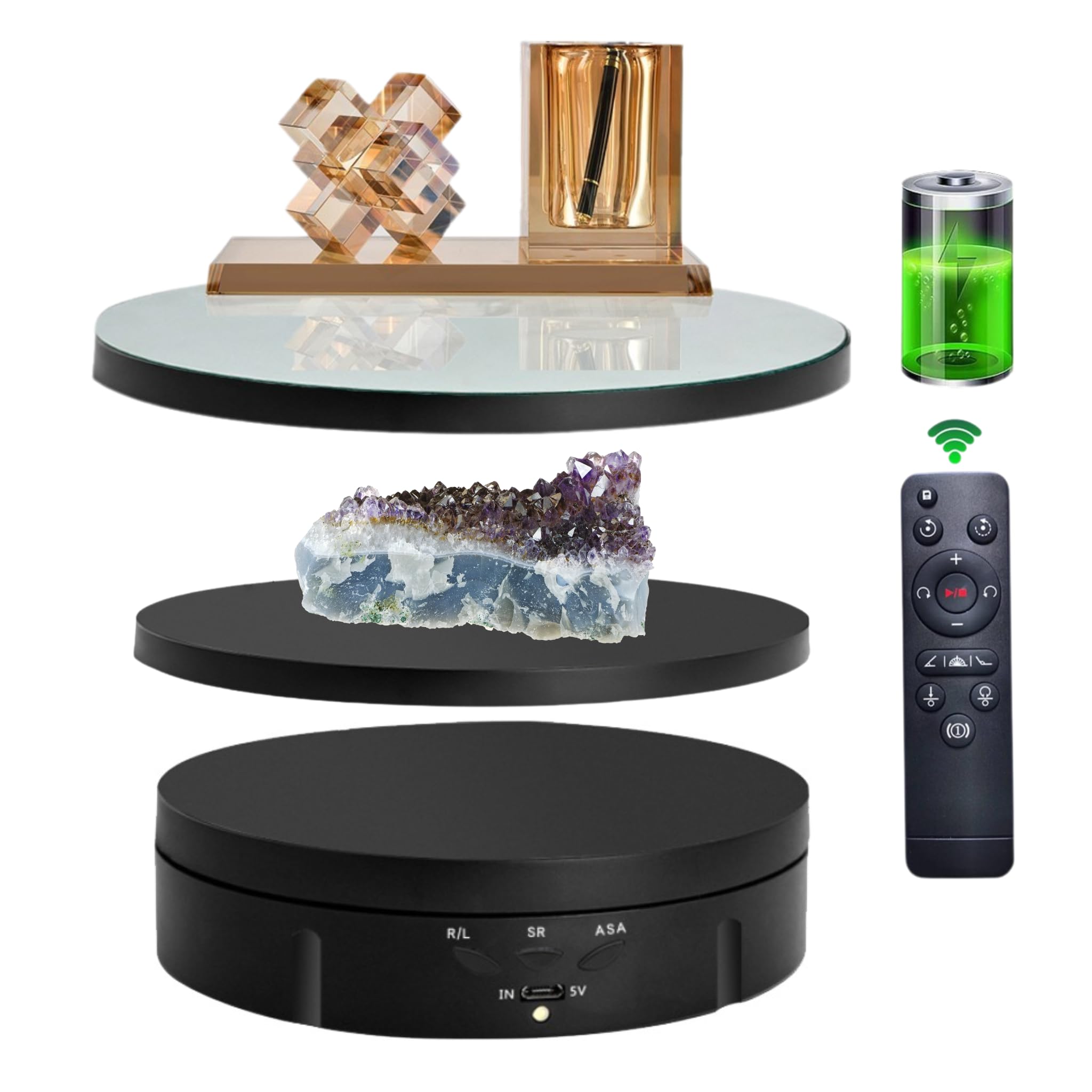 Photo 1 of ***NO REMOTE***
JAYEGT 3 in 1 Motorized Rotating Display Stand with 5.74 /7.08/ 8.66 inch Replacement Mirror Cover?Max 22lbs Load?360 Electronic Turntable for Photography Products (Mirror /3 in1 / Black/ Remote controller)