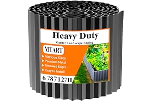 MTART Corrugated Metal Edging for Landscaping, Sturdy Garden Edging Border for Flower Bed, Lawn and Landscape Edging (Black, 6"×40Ft)