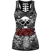 Sister Amy Women's Comfortable Patterns Print Hollow Out T-Shirt Crew Neck Plus Size Tank Top
