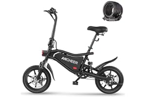 ANCHEER 14" Folding Electric Bike for Adults, 22MPH Ebike with 350W Motor[Peak 500W], 48V 374Wh Battery, Dual Shock Absorber,Brake Taillight, Cruise Control, UL 2849 Certified Electric Bicycle