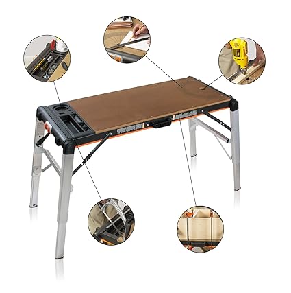 Smarty Tavolo Da Lavoro Pieghevole Professionale Multifunzione Per Fai Da Te Banco Da Lavoro E Trabattello Richiudibile Portatile In Alluminio