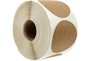 SBLABELS 2" Natural Brown Kraft Stickers / 500 Circle Labels Roll/Permanent Adhesive Brown Kraft Round Organization Labels/Made in The USA