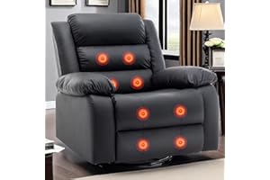 Recliner Chair, Wide Rocker Chair, Pet-Friendly Design, Large Recliner with Massage and Heat,360°Swivel Nursery Rocking Chair