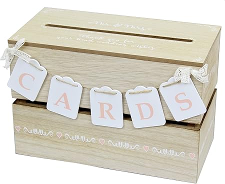 Buzón de madera para tarjeta de deseos de invitados a la boda: Amazon.es: Hogar
