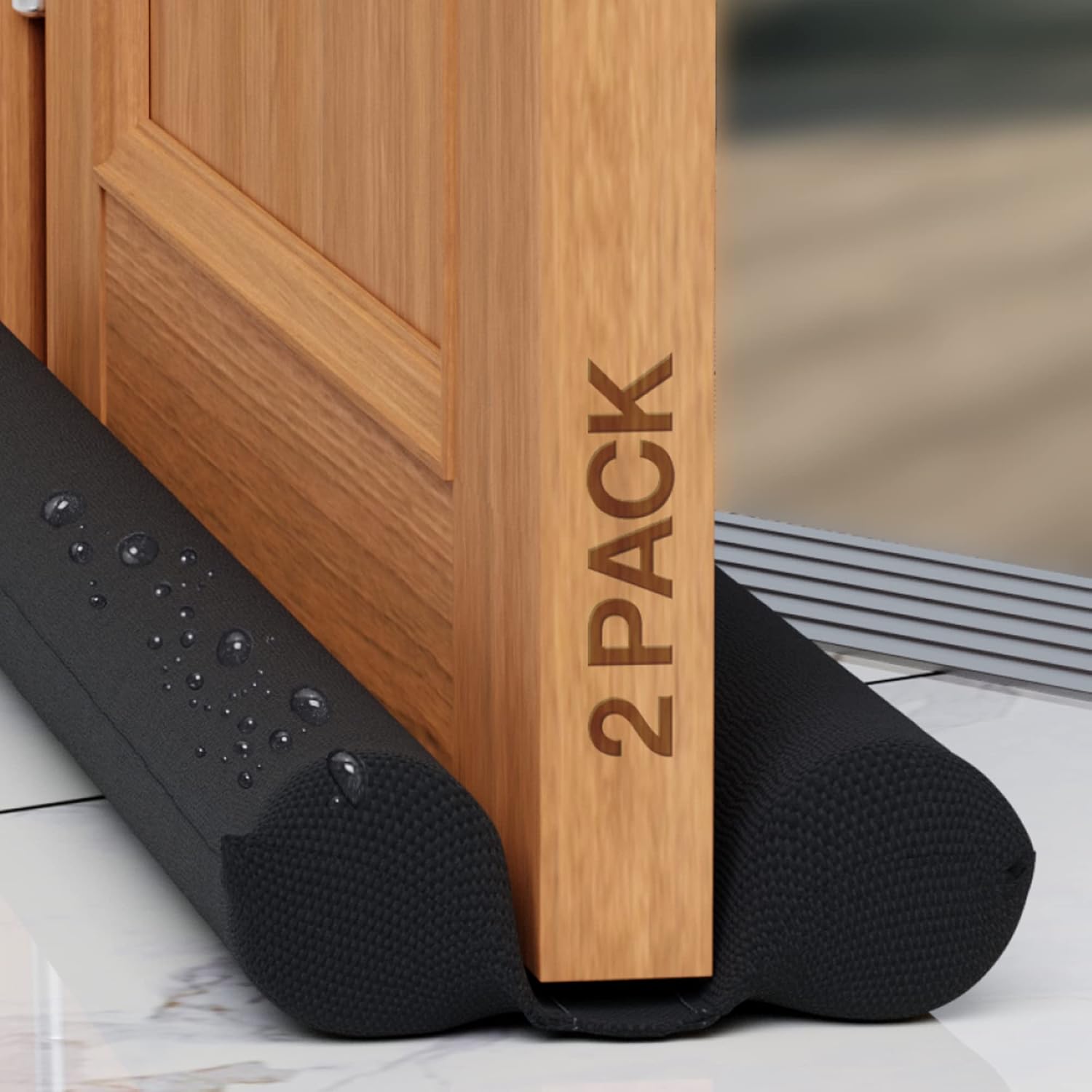 Draft Stoppers - Home Intuition 36 inch Twin Door Draft Stopper for Bottom of Doors Weather Stripping, Black, 2 Pack