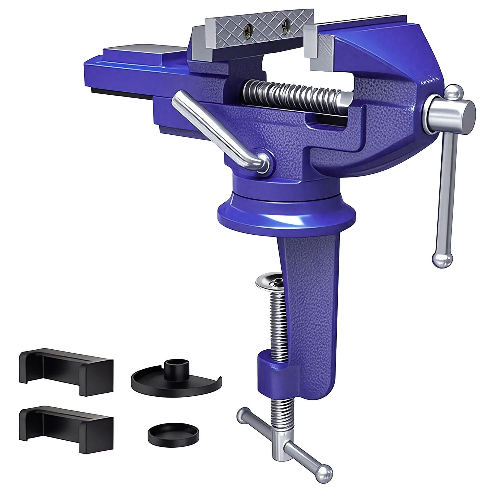 Table Vice Clamp 80mm, 360° Swivel Base Bench Vise Clamp, Portable Home Vise for Woodworking/Drilling/Metalworking