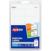 Avery Self-Adhesive Removable Labels, 1 x 1.5 Inches, White, 500 per Pack (05434)