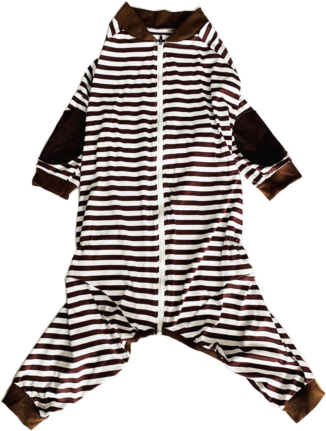 Large Dog Clothes,Dog Pajamas Soft Flexible Breathable Striped Zipper Large Dog Jumpsuit Costume Apparel for Medium Dogs Large Dogs Brown - Image 3