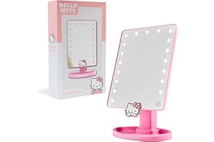 Hello Kitty Vanity Mirror with Trinket Tray LED Touch Screen Light Up Portable Beauty Makeup Mirror for Girls Teens Women Cut