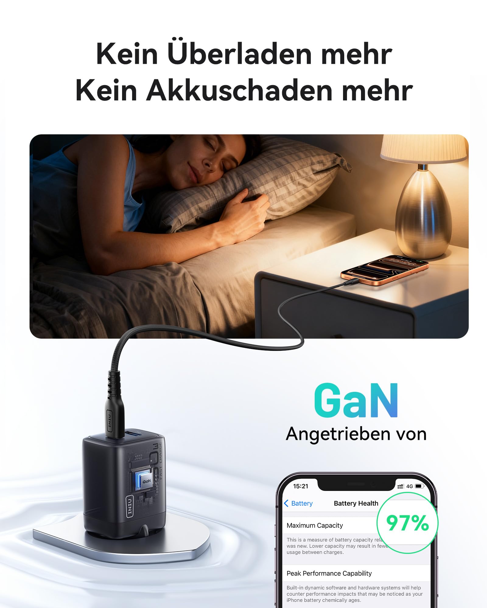 INIU 30W USB C Ladegerät, PD GaN Tech Schnellladegerät mit Schnellladekabel USBC, iPad Netzteil Adapter für iPhone 17 16 15 Pro Max, iPad Air 13, Samsung S25 S24 Ultra, Xiaomi 17 Ultra, Pixel 10 9a 6
