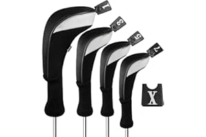Andux 4pcs/Set Mesh Golf 460cc Driver Fairway Wood Club Head Covers Long Neck with No. Tags