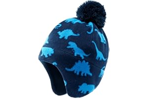 Duoyeree Kids Beanie Hat for Boys Girls Pom-pom Kint Hats Cozy Lining Winter Skull Cap