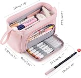 EASTHILL Large Pencil Case 100-pen Capacity Top/Front Opening Pouch view 3