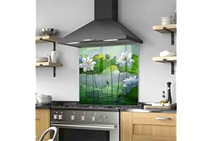 ROGGMARD Tempered Glass Kitchen Backsplash, Stove Back Top Cover, Splashback Tile, Kitchen Sink Cover Splash Guard, Home Wall Decor (27x27'')