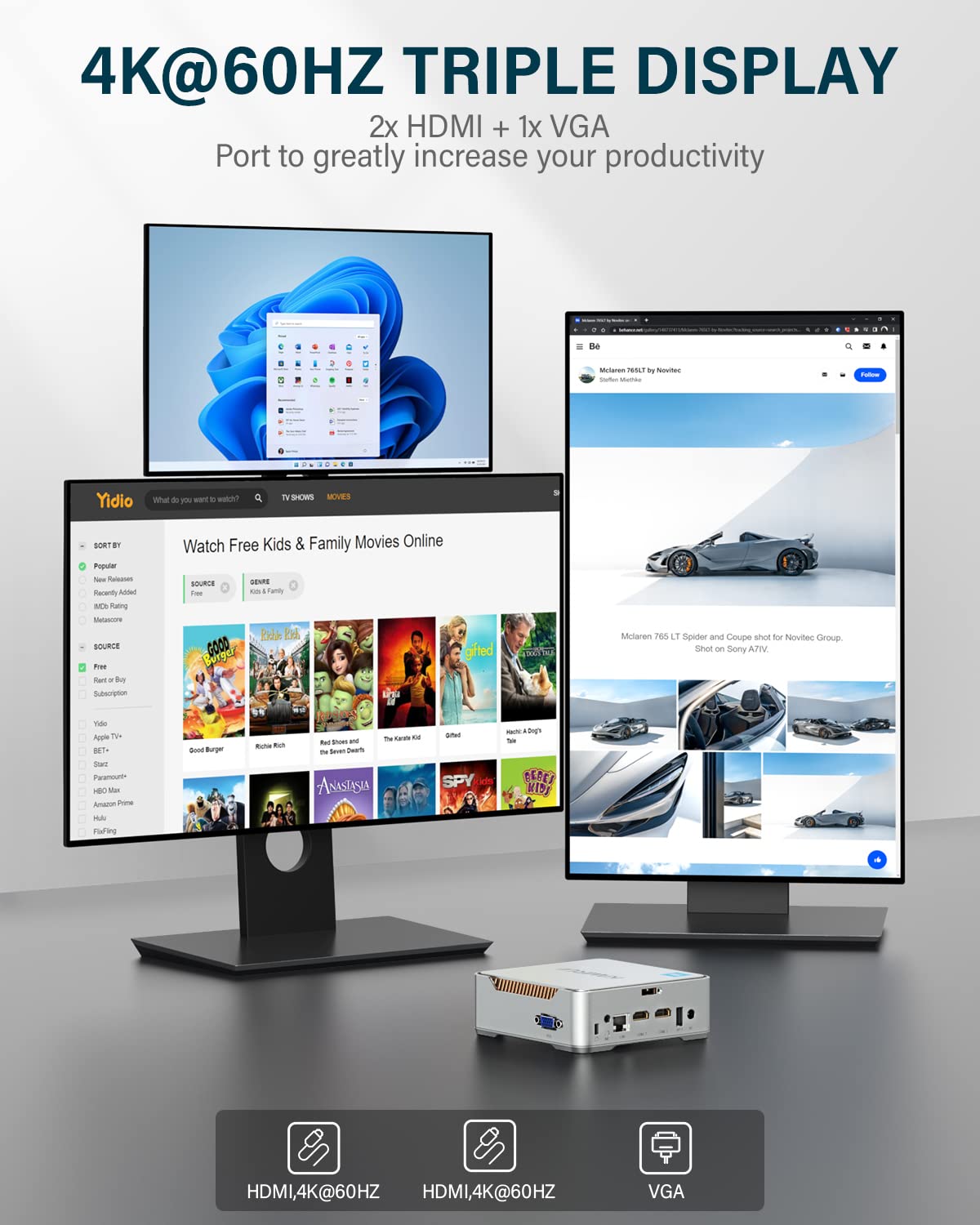 KAMRUI GK3 Plus Mini PC,12th Intel Alder Lake- N95 (up to 3.4GHz) 8GB RAM 256GB M.2 SSD Small PC, Gigabit Ethernet, 4K UHD, Dual Wi-Fi, BT 4.2 Home/Business Mini Desktop Computer