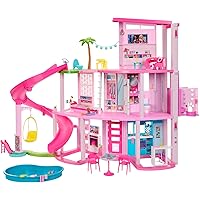 Barbie Dreamhouse, Pool Party Doll House with 75+ Pieces and 3-Story Slide, Barbie House Playset, Pet Elevator and Puppy Play