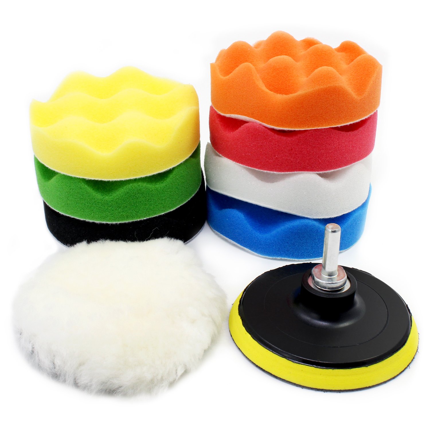 Ocr 4inch Car Polishing Buffer Waxing Buffing Pad Drill Polishing Sponge Wheel Set with Drill Adapter for M10 Connector Drill (4inch-10pcs)