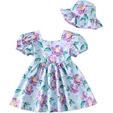 sweetabby Toddler Girl Dress Baby Clothes for Girl Summer Outfits Set 3M-4T | Baby Girls' Dresses, Toddler Girl Summer Outfits, Boho Floral Short Sleeve Sundress with Hat, 2 Piece Infant Girl Clothes