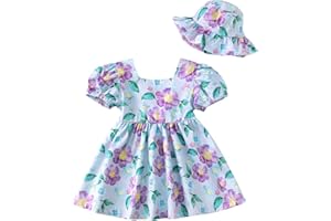 sweetabby Toddler Baby Girl Dresses Summer Clothes Boho Short Sleeve Dress Ruffle Infant Sundress Cute Girls Outfit
