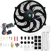 BLACKHORSE-RACING 14" Universal Electric Radiator Cooling Fans + Thermostat Relay &amp; Mount Kit