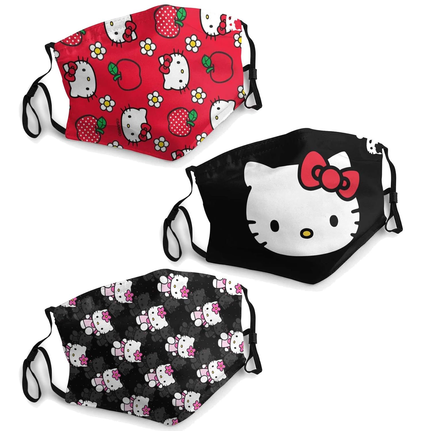 Hellokitty 3Pack Face Mask Reusable & Washable 3Layered Protection