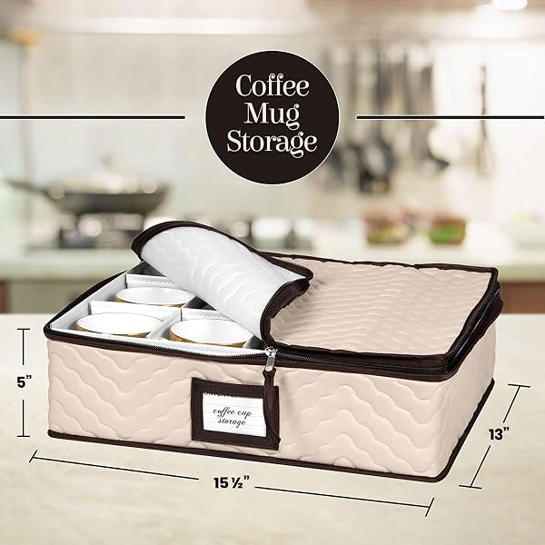 CHINA STORAGE CONTAINERS 5-PIECE SET MOVING BOXES FOR DINNERWARE, GLASSES, PLATES, MUGS AND SAUCERS STURDY QUILTED MICROFIBER DISH ORGANIZER WITH DIVIDERS FOR SEASONAL STORAGE – HOLDS SET OF 12