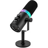 Pyle Dynamic USB/XLR Microphone for Podcasting, Streaming &amp; Gaming, Cardioid Recording Mic with RGB Lighting, Mute Button, Zero-Latency Monitoring, Volume Control &amp; Desktop Stand (PDMIC7B)