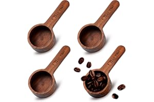 Skyley 4 Pcs Coffee Wooden Scoop for Canisters Jars 15ml 1 Tablespoon Small Coffee Scoop for Ground Caf Walnut Wood Measuring Spoons Home Kitchen Accessories for Beans, Tea, Sugar, Bath Salt