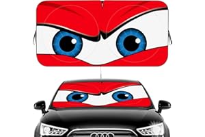 EYGEUFG Car Windshield Sun Shade, Funny Car Eyes Sun Visor - Wear-Resistant Black Tape, Foldable 59'x27.5'/63''x31.5''