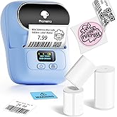 Phomemo Label Maker with 3 Labels- M110 Portable Bluetooth Label Maker Machine for Small Business, Barcode, Address, Logo, Clothing, Jerwery, Compatible with iOS & Android, Blue