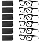 ZOECENT 6 Pack Oprah Style Reading Glasses for Women Blue Light Blocking Computer Square Readers with Spring Hinge (6 Black, 0.50, x)