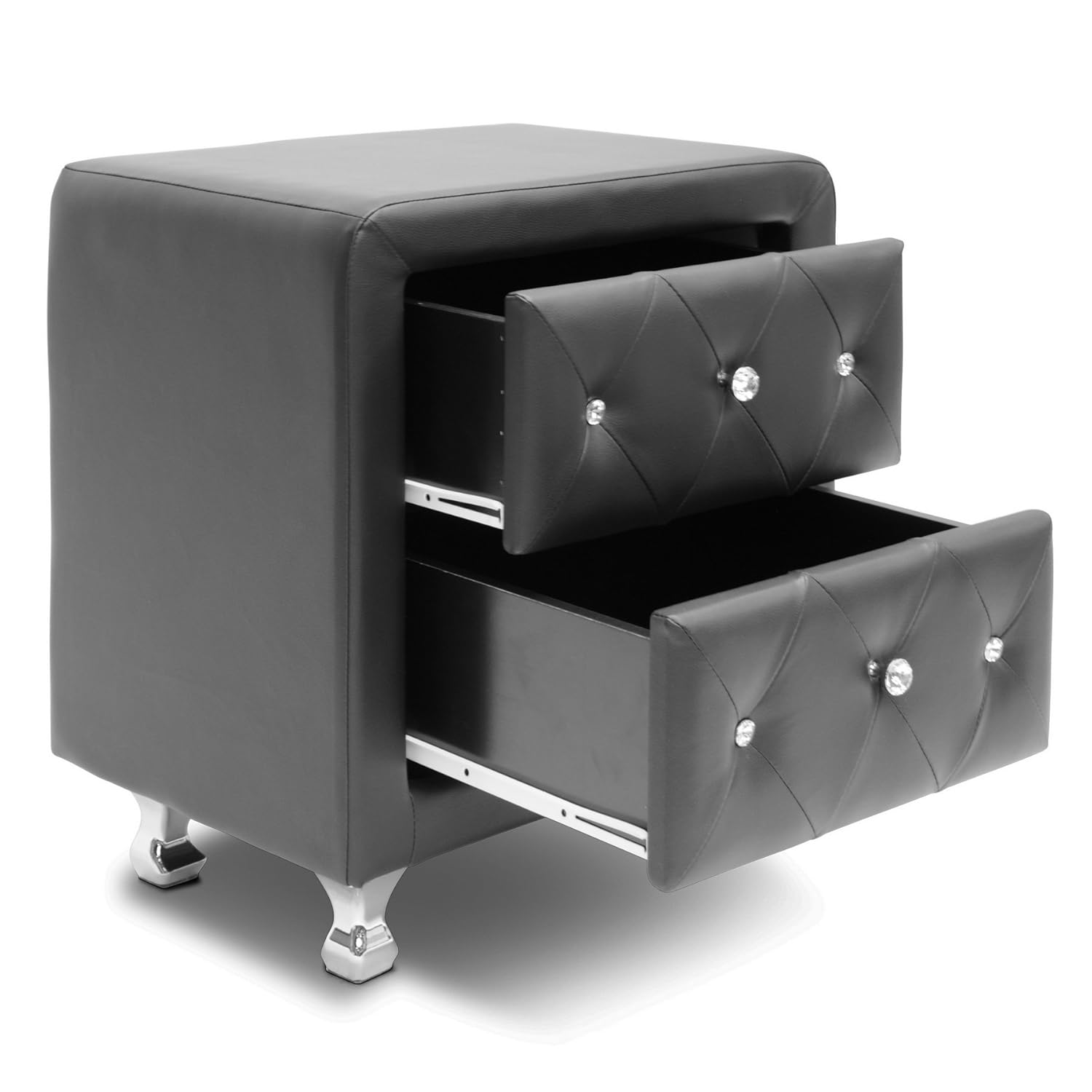 Nightstands Home Kitchen Baxton Studio Stella Crystal Tufted Upholstered Modern Nightstand White Wholesale Interiors Bbt3084 White Ns