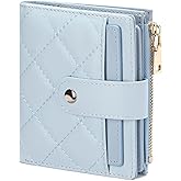 GAEKEAO Small Women Wallet Slim RFID Blocking Leather Bifold Compact Card Holder Wallet for Women with Zipper Change Pocket 3 ID Window