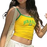 Vintage Graphic Baby Tees for Women Brazil Shirt Y2k Tops Mexico Crop Top Jersey 2000s Summer Going Out Tops