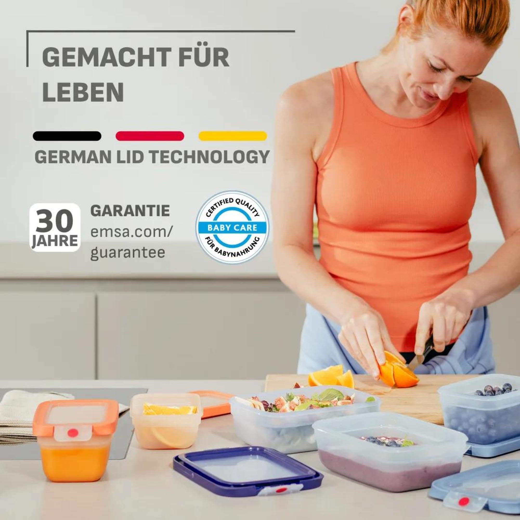 Emsa oneClick, Vorratsdose, One-Click System, Hält Lebensmittel 2x Länger Frisch, 100% Auslaufsicher, Made in Germany, Blue, 5-teiliges Meal-Prep Set 5× 1,2 L / 40,6 fl.oz, N1231200 8