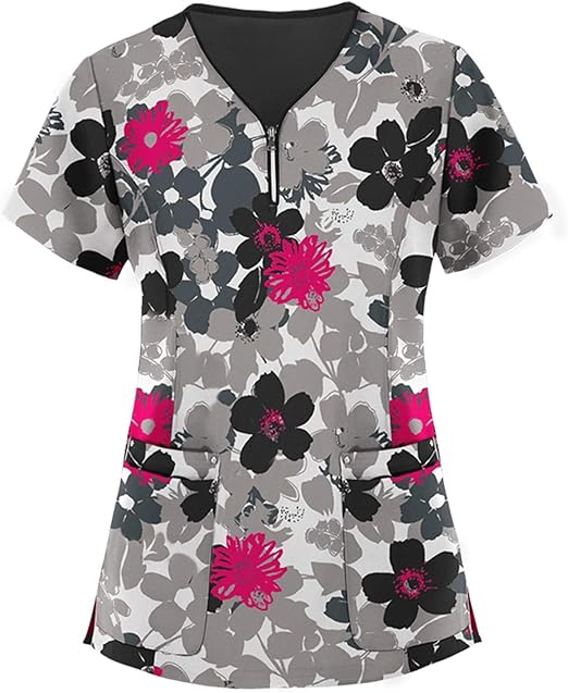 Women's TShirt Scrubs Top Women Nursing top Short Sleeve VNeck Tops