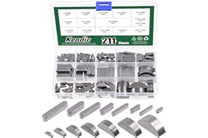Keadic 211Pcs 15 Size Metric Woodruff Key Assortment Set, Carbon Steel Half Moon and Round Ended Parallel Drive Shaft Keys fo